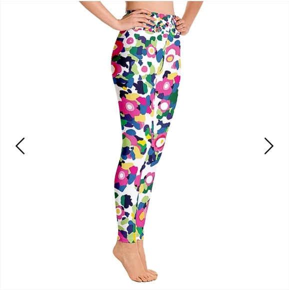 Jessie Zhao High Rise Yoga Leggings in Pink Garden Print Sz Small NWOT - Picture 3 of 10